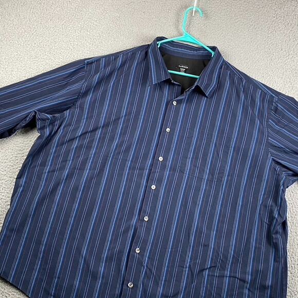 Van Heusen Button Shirt Men's 4XL Blue Striped Formal Causal Business Preppy - Picture 4 of 7